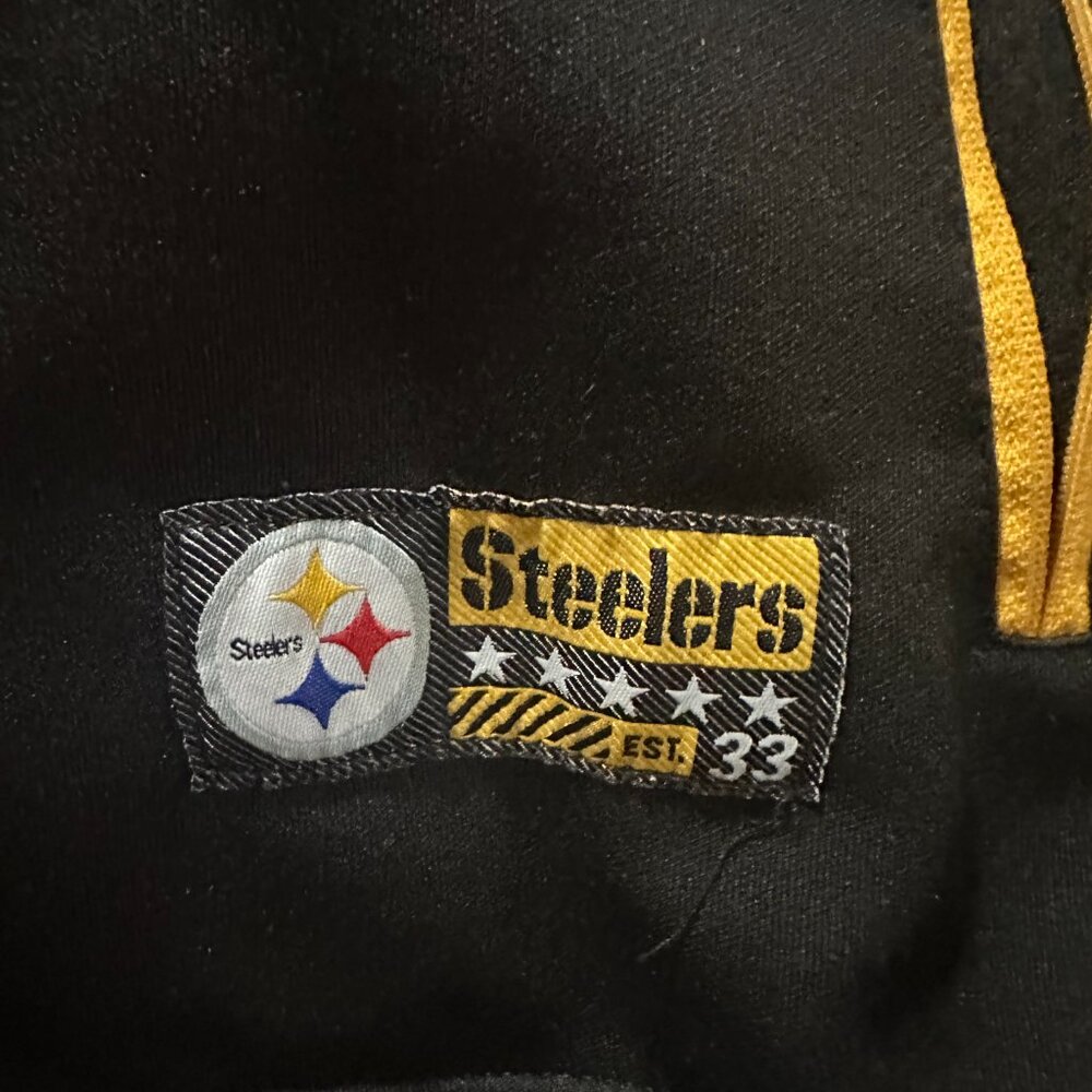 Pittsburgh Steelers Spell-out Men's Black Hoodie Sweater Size Large NFL Team App - Picture 2 of 5